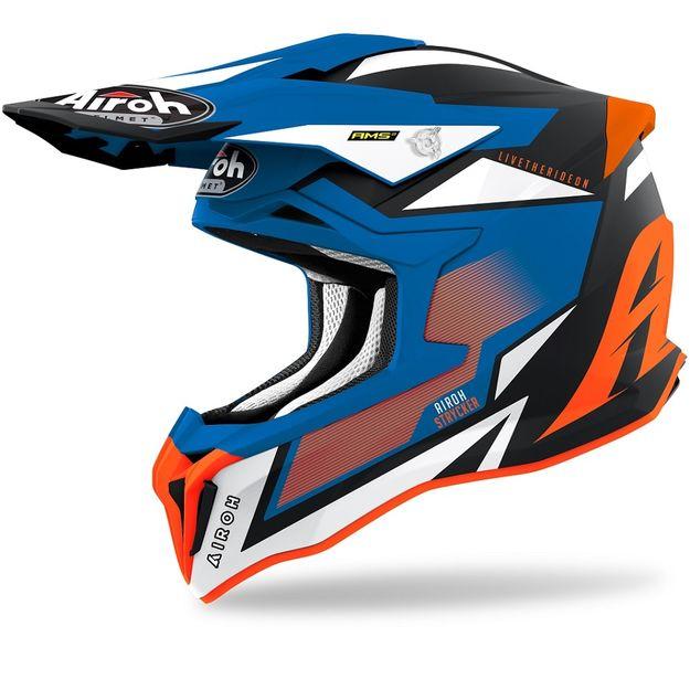 Шлем кросс AIROH Strycker Axe Orange Blue Matt